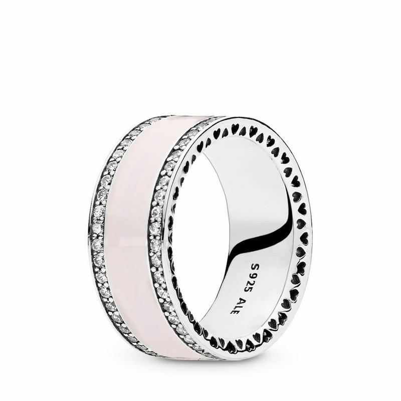 Pandora Hearts Statement Ring Ireland - Sterling Silver/Enamel/Pink/Cubic Zirconia - 087946OAE